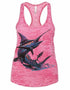 Women's Neon Pink Marlin Burnout Racerback Tank - KnottyTails